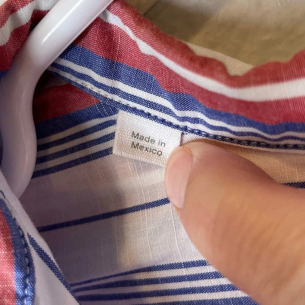 Grayson The Hero Red, White & Blue Striped 100% Cotton Button Up Top Size 3/Med - Picture 5 of 7